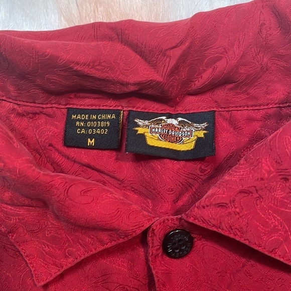 HARLEY Davidson Red Button Up Short Sleeve Sleepwear Shirt - Picture 3 of 5